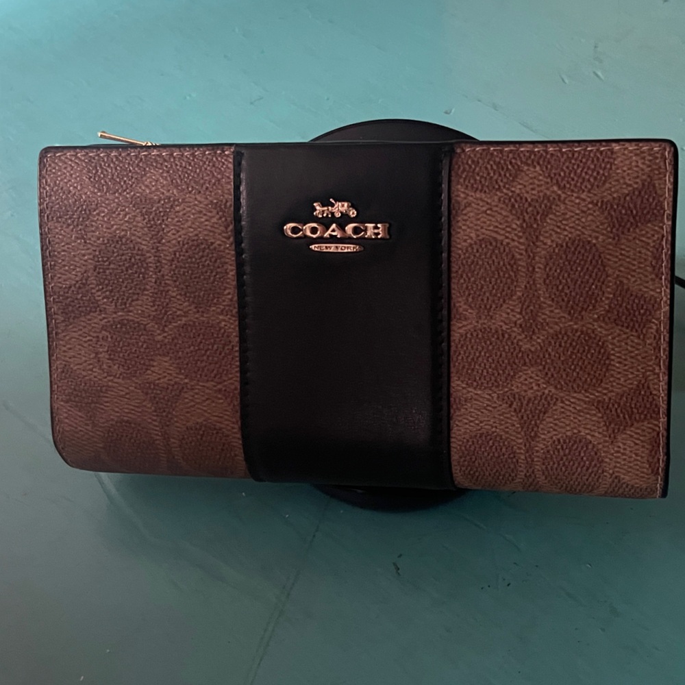 Coach Signature Brown and Black Wallet